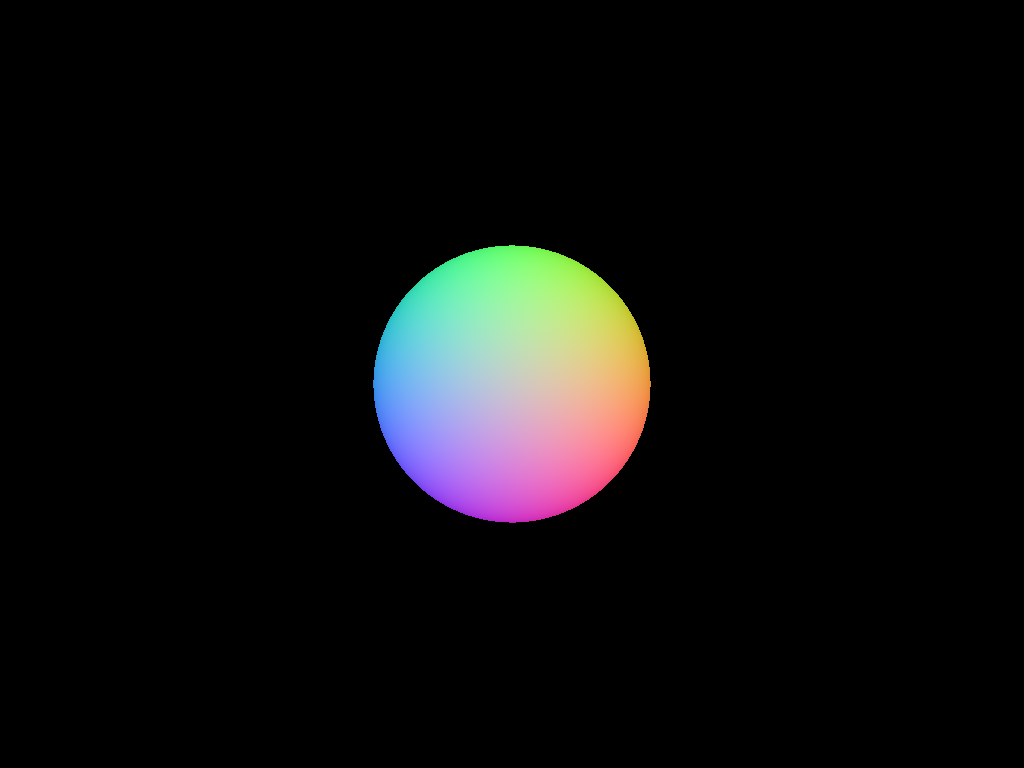 A sphere rendered with its normals as its color